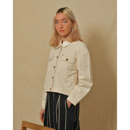 Veste écru en denim avec col côtelé May June