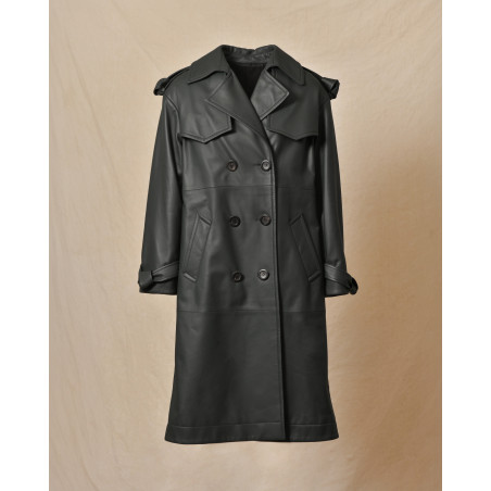 Manteau en cuir vert Biancalani