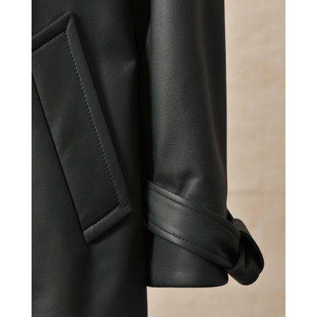 Manteau en cuir vert Biancalani