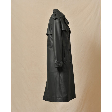 Manteau en cuir vert Biancalani