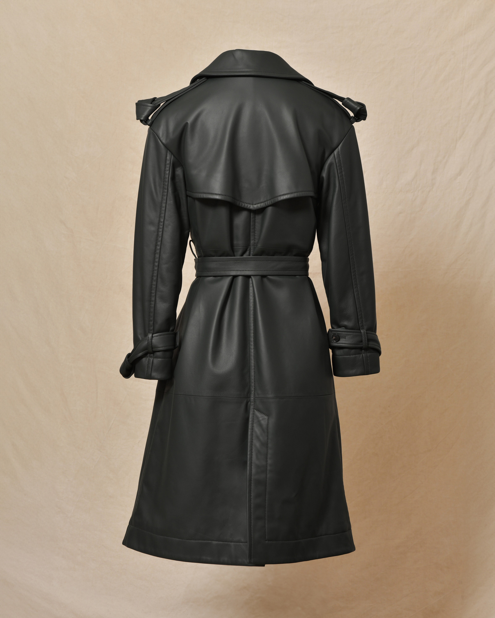 Manteau en cuir vert Biancalani