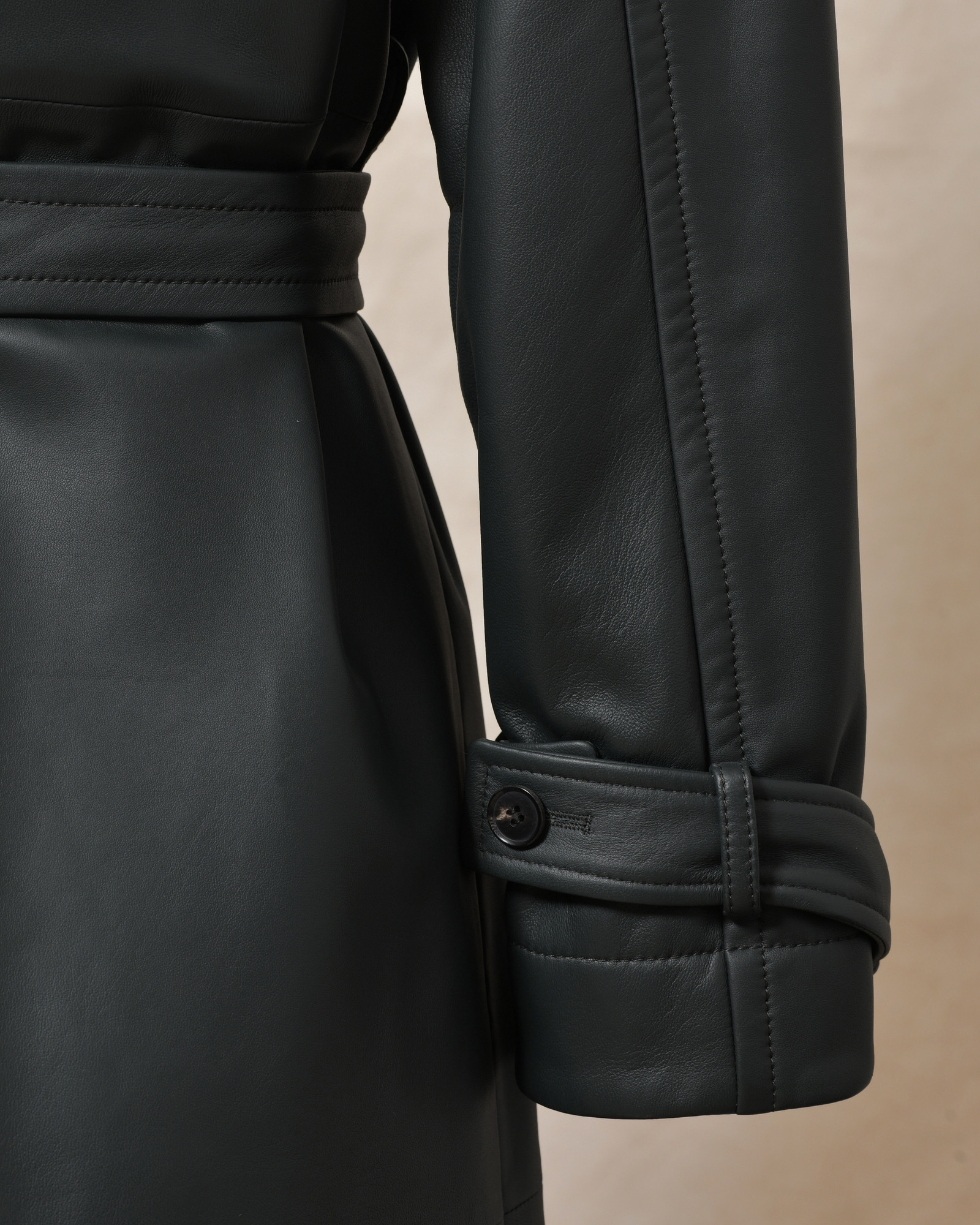 Manteau en cuir vert Biancalani