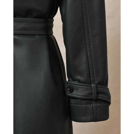 Manteau en cuir vert Biancalani