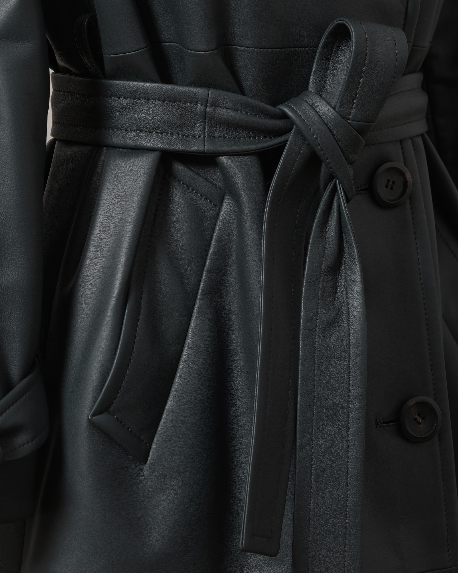 Manteau en cuir vert Biancalani