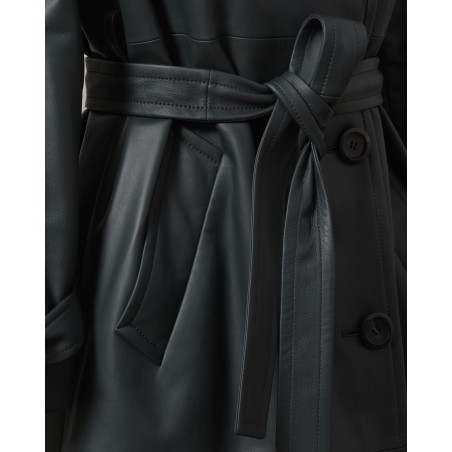 Manteau en cuir vert Biancalani