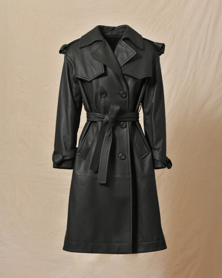 Manteau en cuir vert Biancalani
