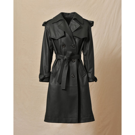 Manteau en cuir vert Biancalani