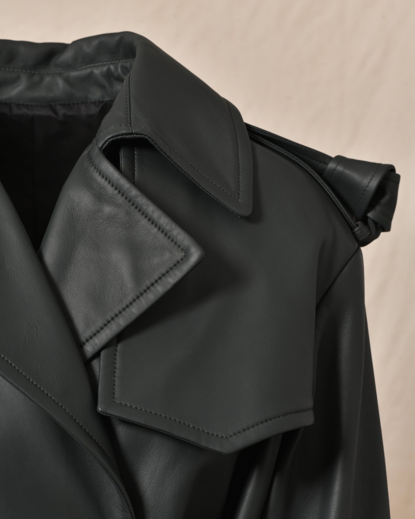 Manteau en cuir vert Biancalani