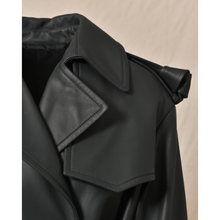 Manteau en cuir vert Biancalani