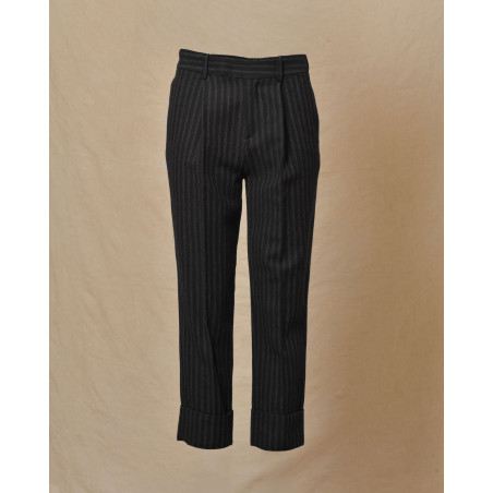Pantalon à rayures à ourlets noir Malloni