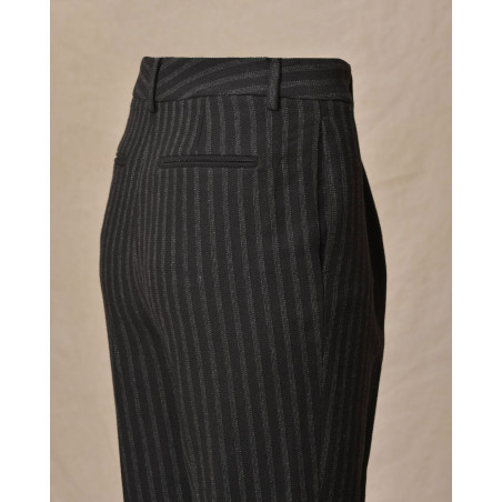 Pantalon à rayures à ourlets noir Malloni