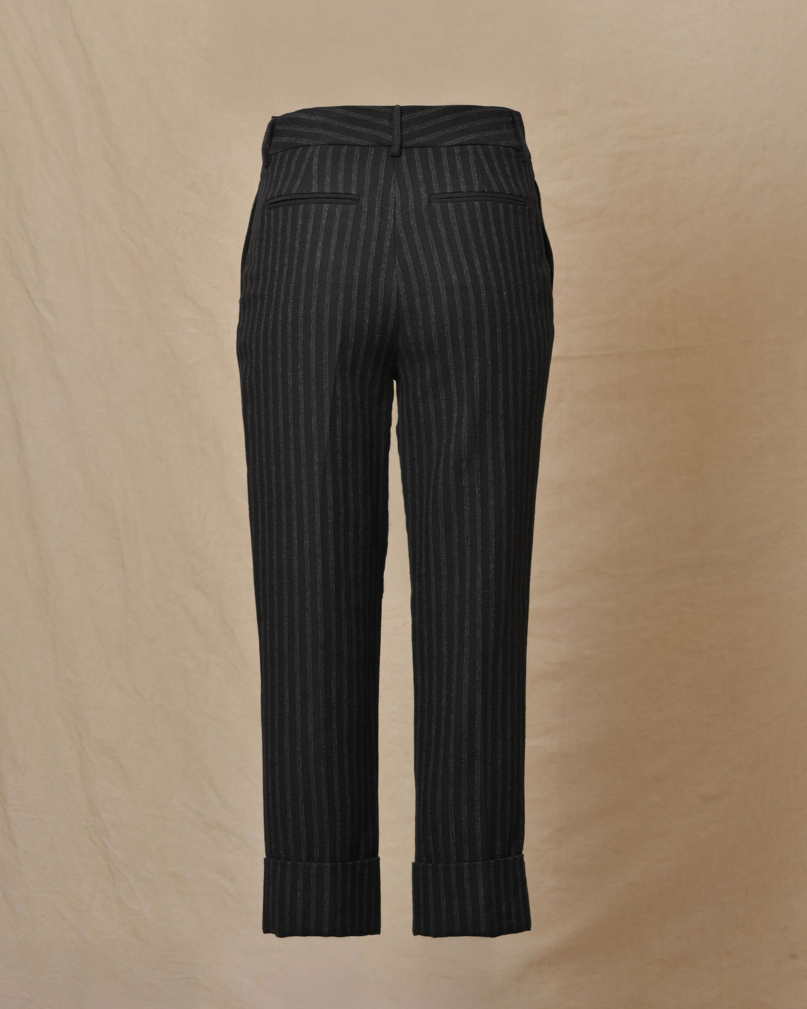 Pantalon à rayures à ourlets noir Malloni