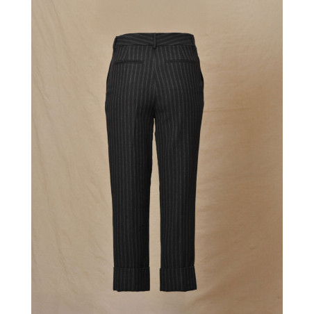Pantalon à rayures à ourlets noir Malloni
