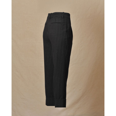 Pantalon à rayures à ourlets noir Malloni
