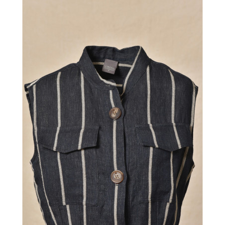 Chemisier sans manches en lin à rayures Lorena Antoniazzi