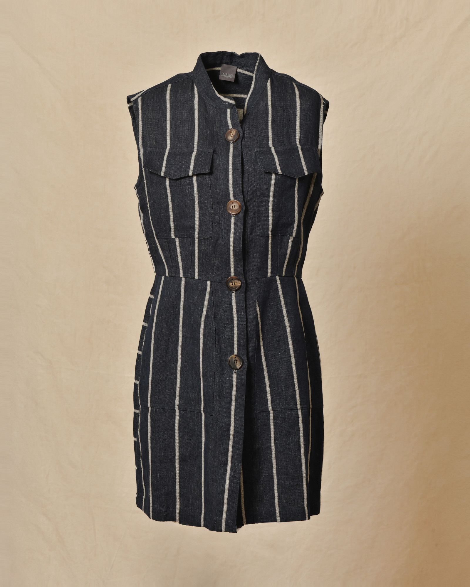 Chemisier sans manches en lin à rayures Lorena Antoniazzi