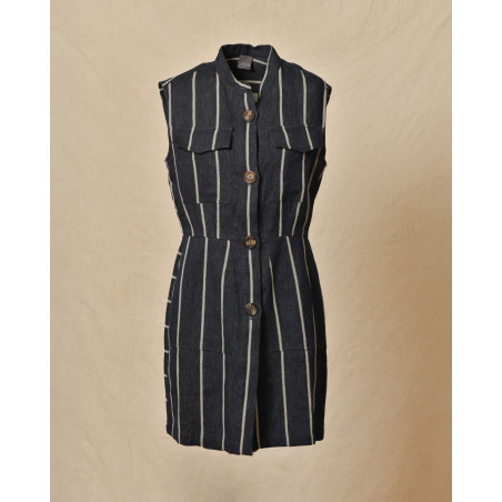 Chemisier sans manches en lin à rayures Lorena Antoniazzi