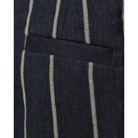 Bermuda en lin bleu à rayures Lorena Antoniazzi