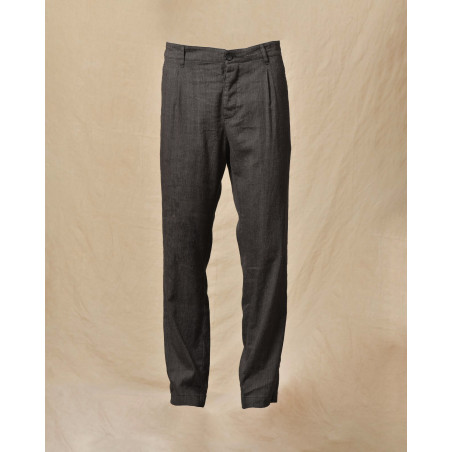 Pantalon en lin chiné gris Ixos