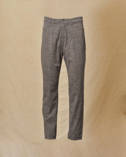 Pantalon chiné gris à motifs abstraits Ixos