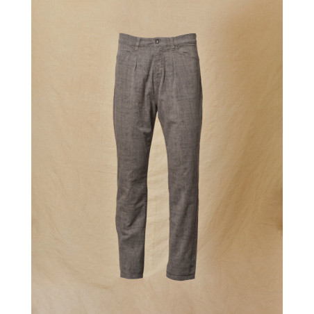 Pantalon chiné gris à motifs abstraits Ixos
