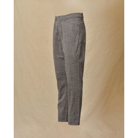 Pantalon chiné gris à motifs abstraits Ixos