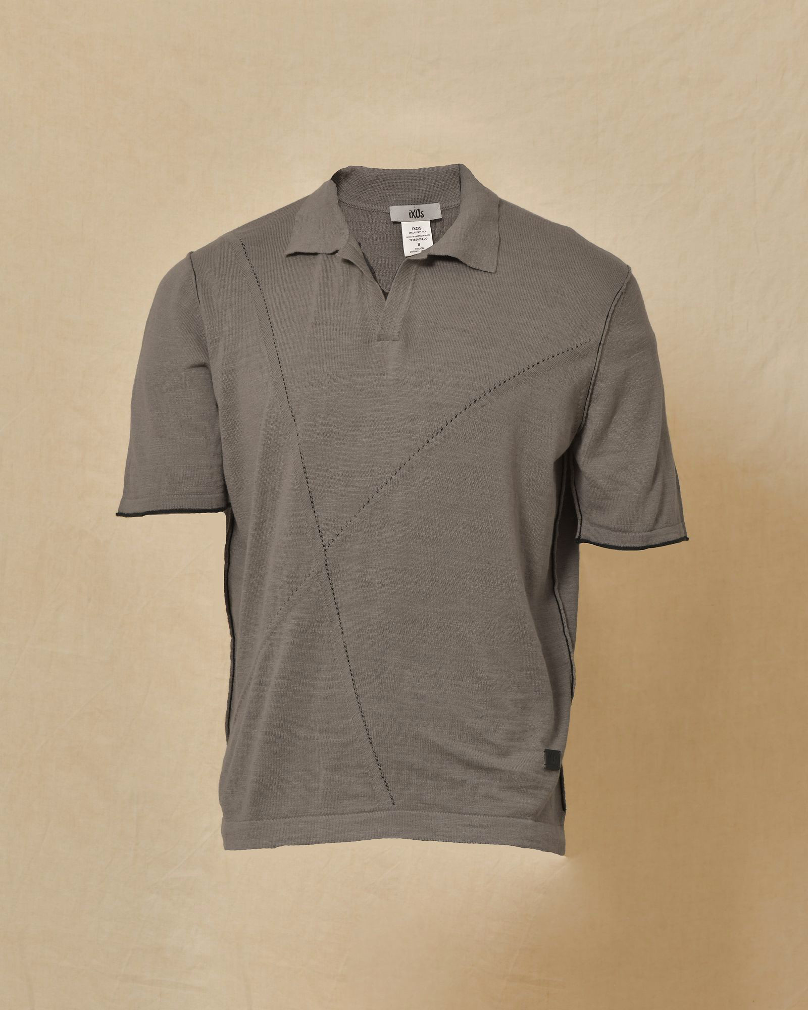 Pull en maille à manches courtes taupe Ixos