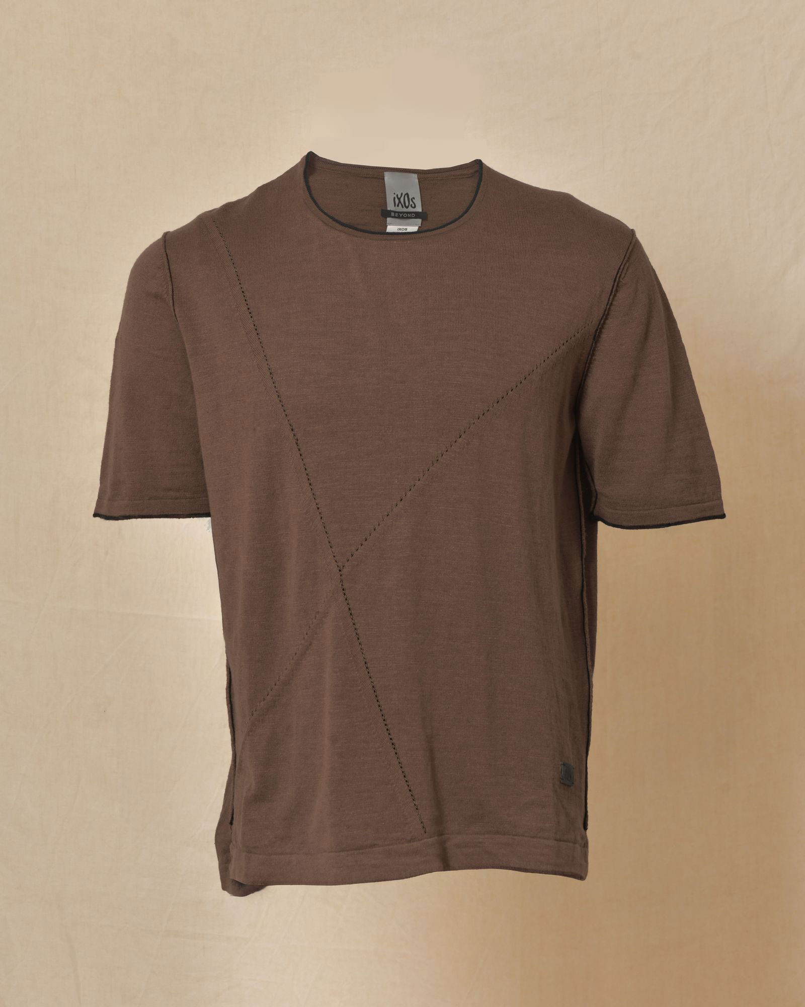 Pull en maille à manches courtes marron Ixos