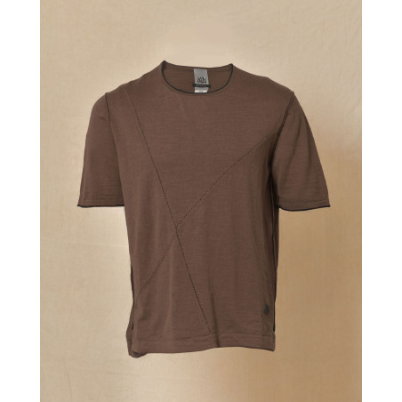 Pull en maille à manches courtes marron Ixos