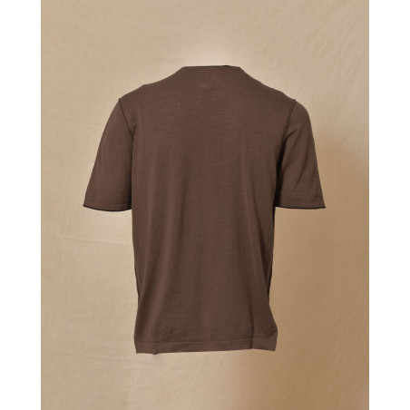 Pull en maille à manches courtes marron Ixos