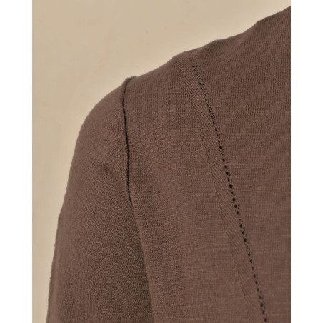 Pull en maille à manches courtes marron Ixos