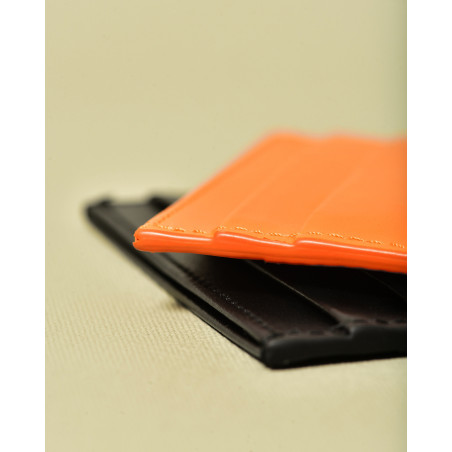 Portes cartes en cuir orange Heron Preston