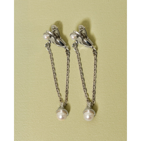 Boucles d’oreilles pendantes à chaîne et perles Published By