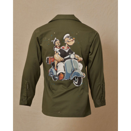 Chemise en coton kaki à imprimé "Popeye" Front Street