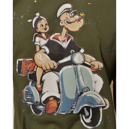 Chemise en coton kaki à imprimé "Popeye" Front Street