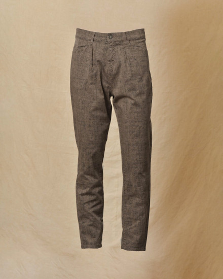 Pantalon chiné taupe à motifs abstraits Ixos
