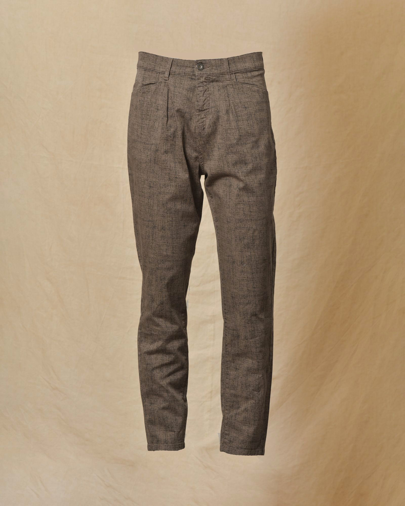 Pantalon chiné taupe à motifs abstraits Ixos