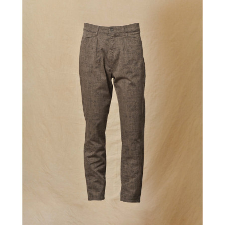 Pantalon chiné taupe à motifs abstraits Ixos