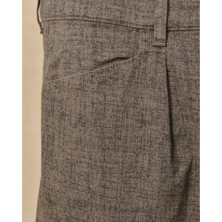 Pantalon chiné taupe à motifs abstraits Ixos