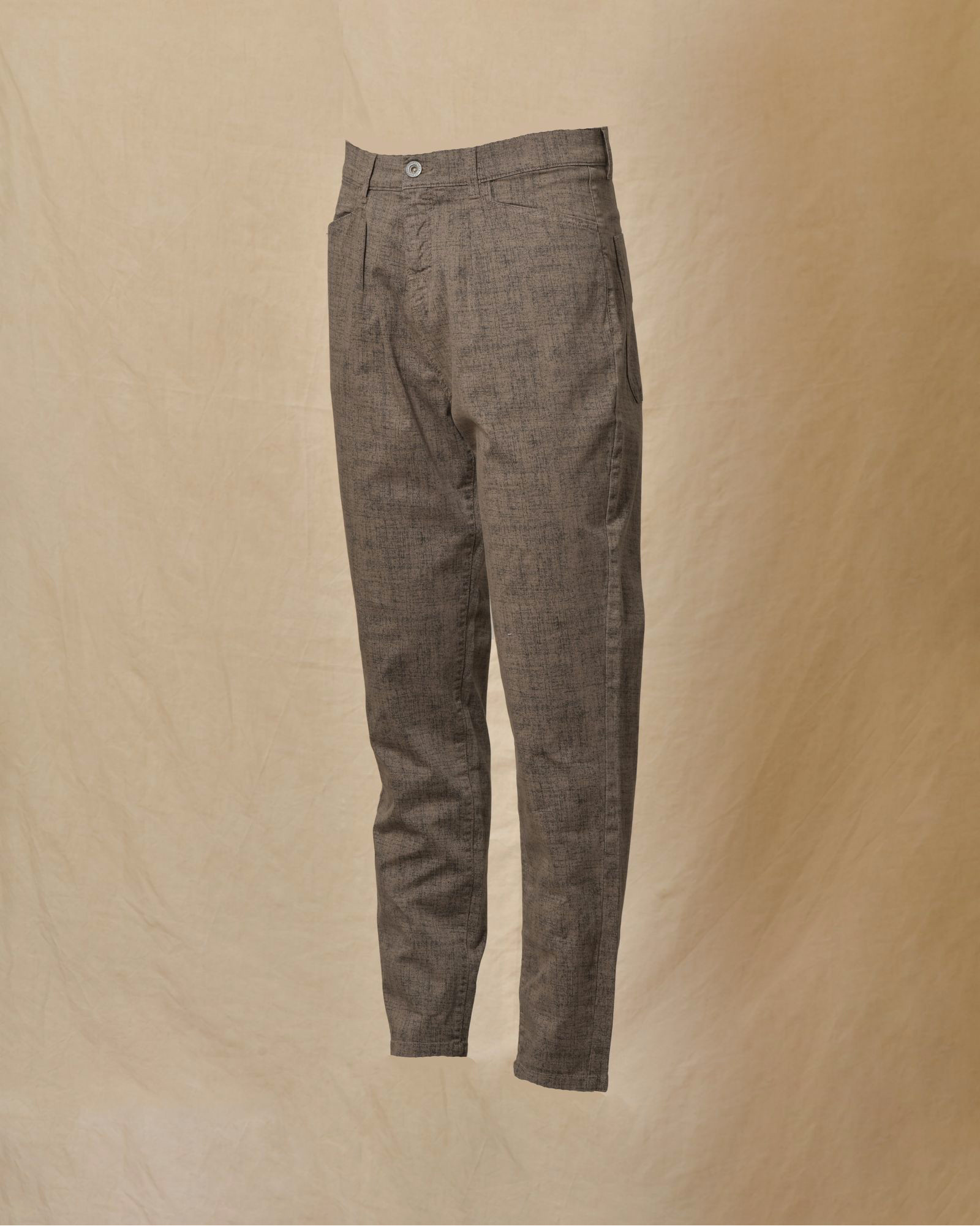 Pantalon chiné taupe à motifs abstraits Ixos