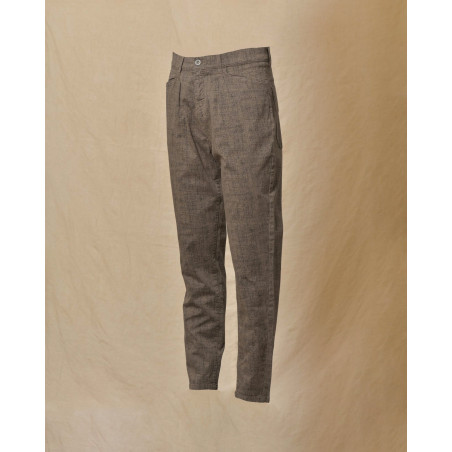 Pantalon chiné taupe à motifs abstraits Ixos