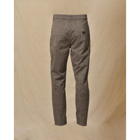 Pantalon chiné taupe à motifs abstraits Ixos