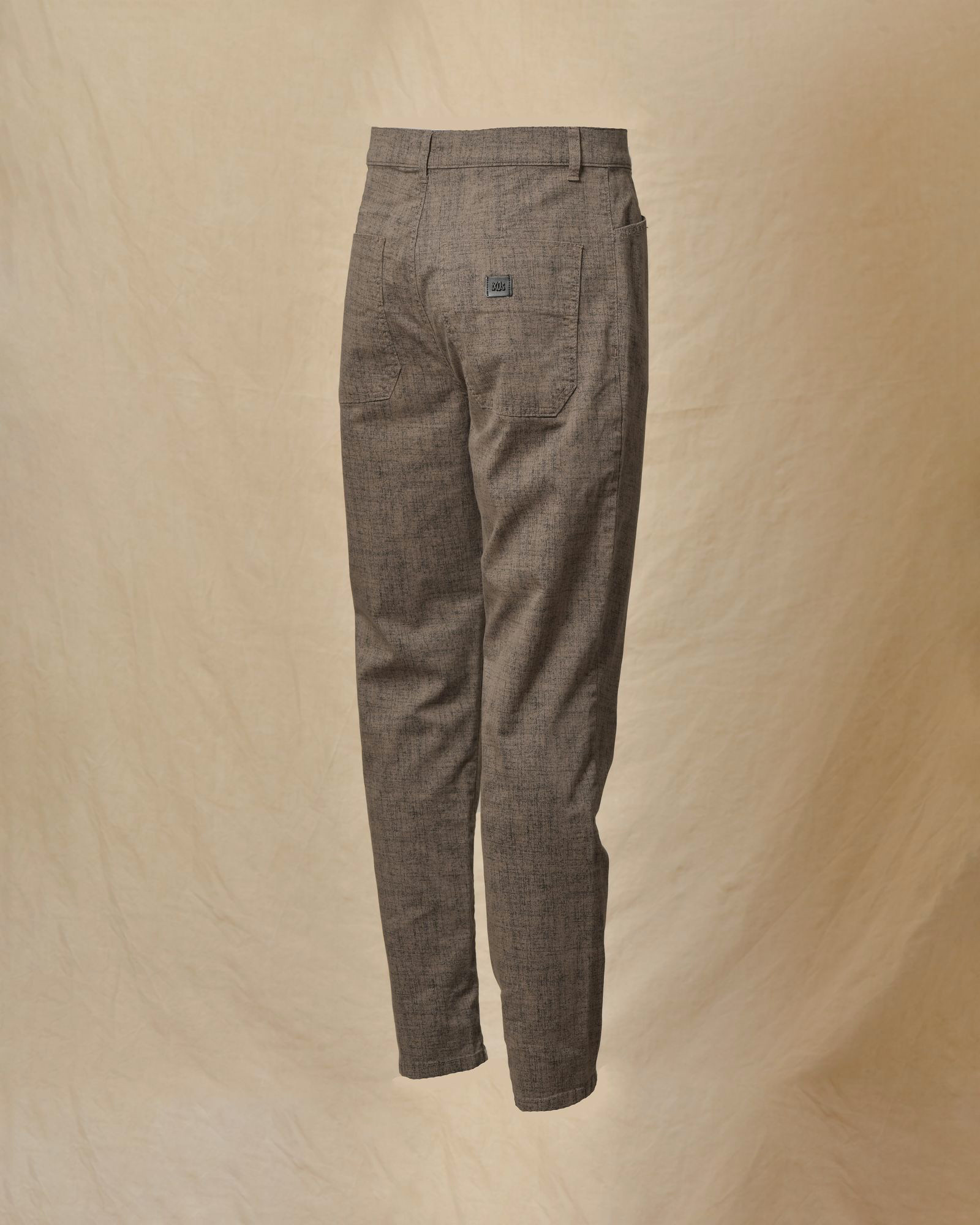 Pantalon chiné taupe à motifs abstraits Ixos