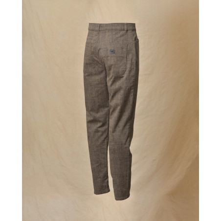 Pantalon chiné taupe à motifs abstraits Ixos