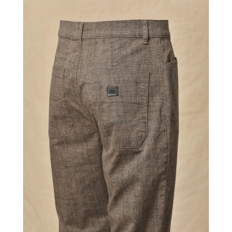 Pantalon chiné taupe à motifs abstraits Ixos