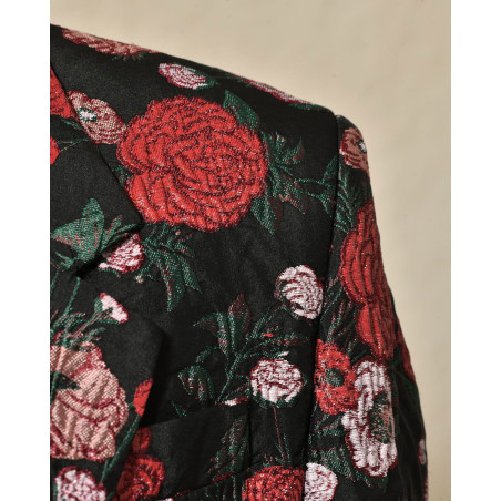 Veste noire à imprimé floral rouge Malloni