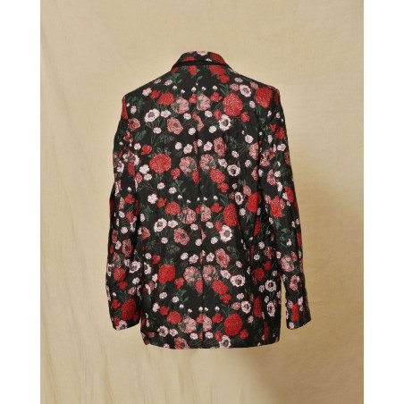 Veste noire à imprimé floral rouge Malloni