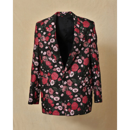 Veste noire à imprimé floral rouge Malloni