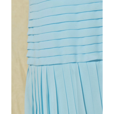 Veste longue bleu ciel plissée à décolleté en V Edward Achour