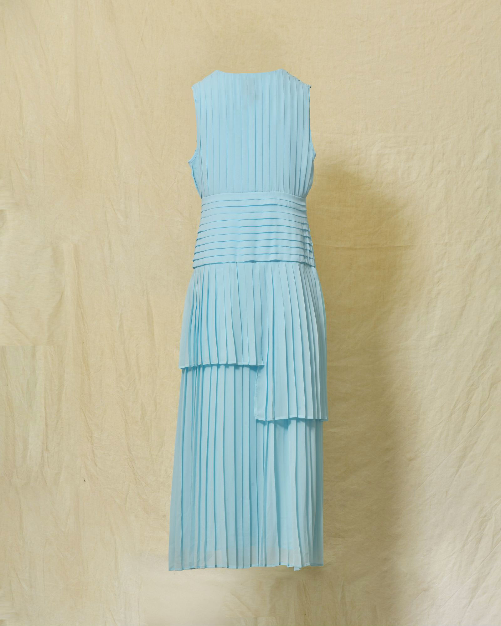 Veste longue bleu ciel plissée à décolleté en V Edward Achour